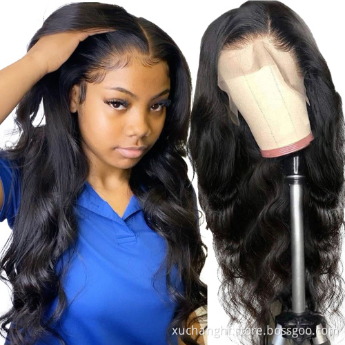 Wholesale double drawn unprocessed hd full lace wigs long bone straight human hair wig with baby hair